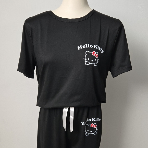 Hello Kitty Pajama Lounge Set 2 Piece Black Womens Small Cute Sanrio - Picture 2 of 10